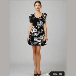 White roses Kismet dress A Line puff sleeves floral
